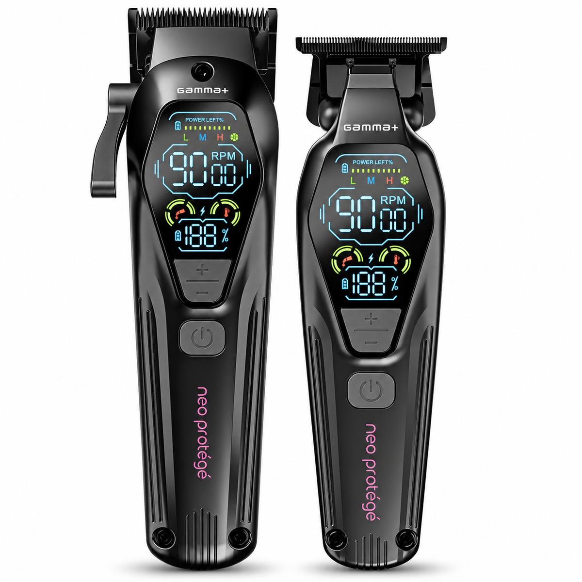 Gamma+ – Kit cortapelos profesional Neo Protégé con máquina de corte y retoque, hasta 9000 RPM
