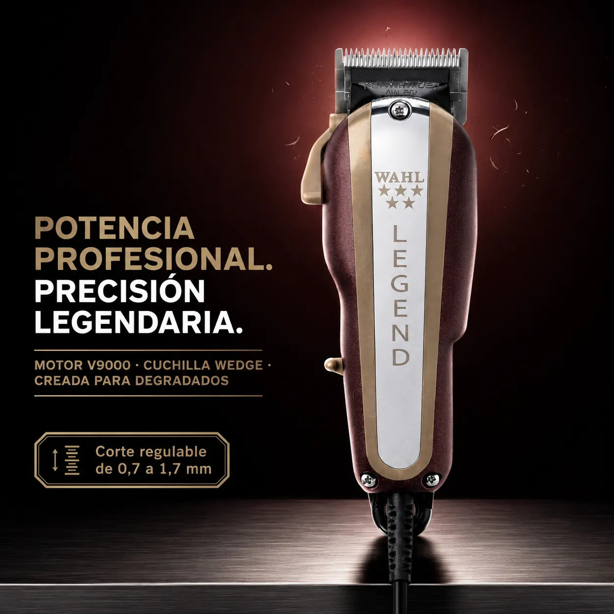 Wahl – Máquina Cortapelos profesional con cable para degradados, kit con 8 peines