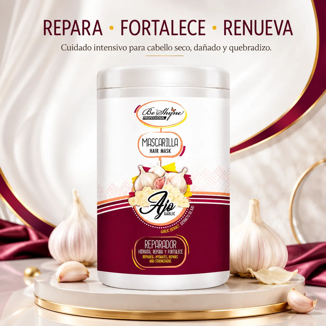 Be´Shyne® – Mascarilla para Cabello Dañado con Ajo y Queratina 1000 ml