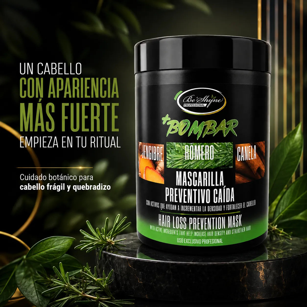 Be´Shyne® – Hair Mask +Bomb with Ginger, Rosemary, and Cinnamon for Fragile Hair 1kg