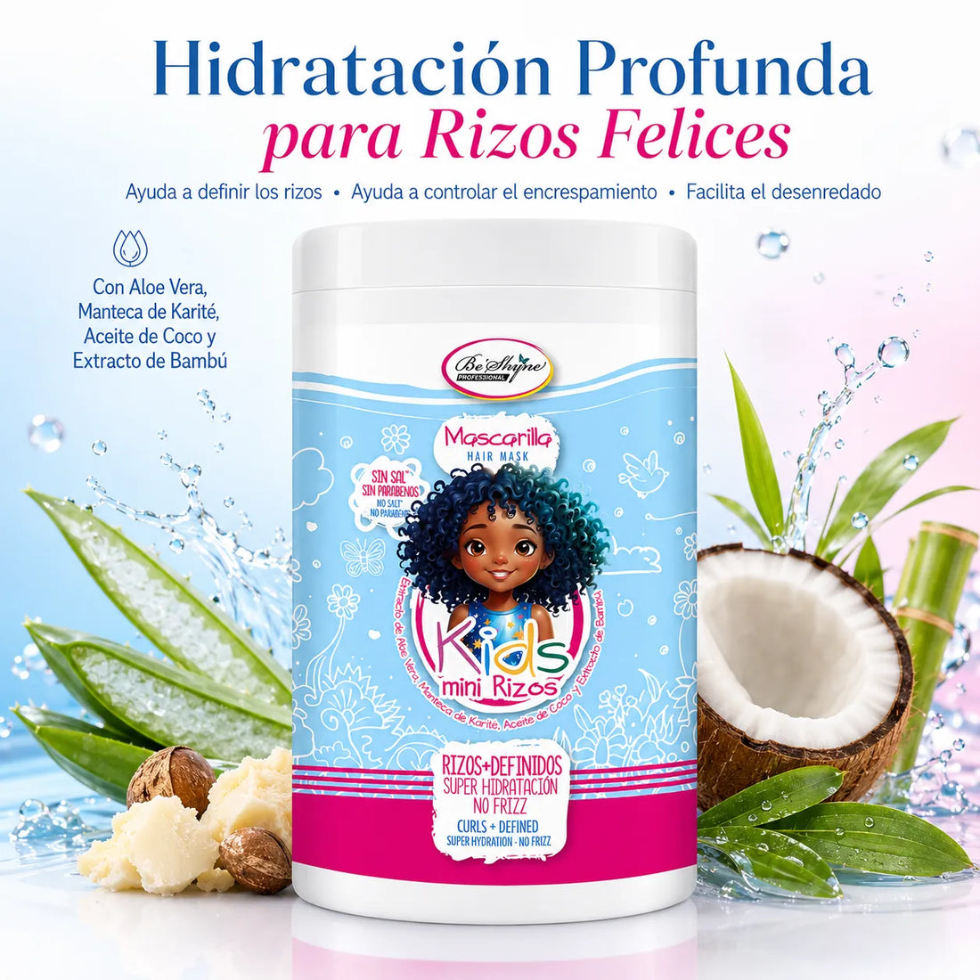 Be´Shyne® – Mascarilla para rizos infantiles hidratante Kids Mini Rizos 1 kg