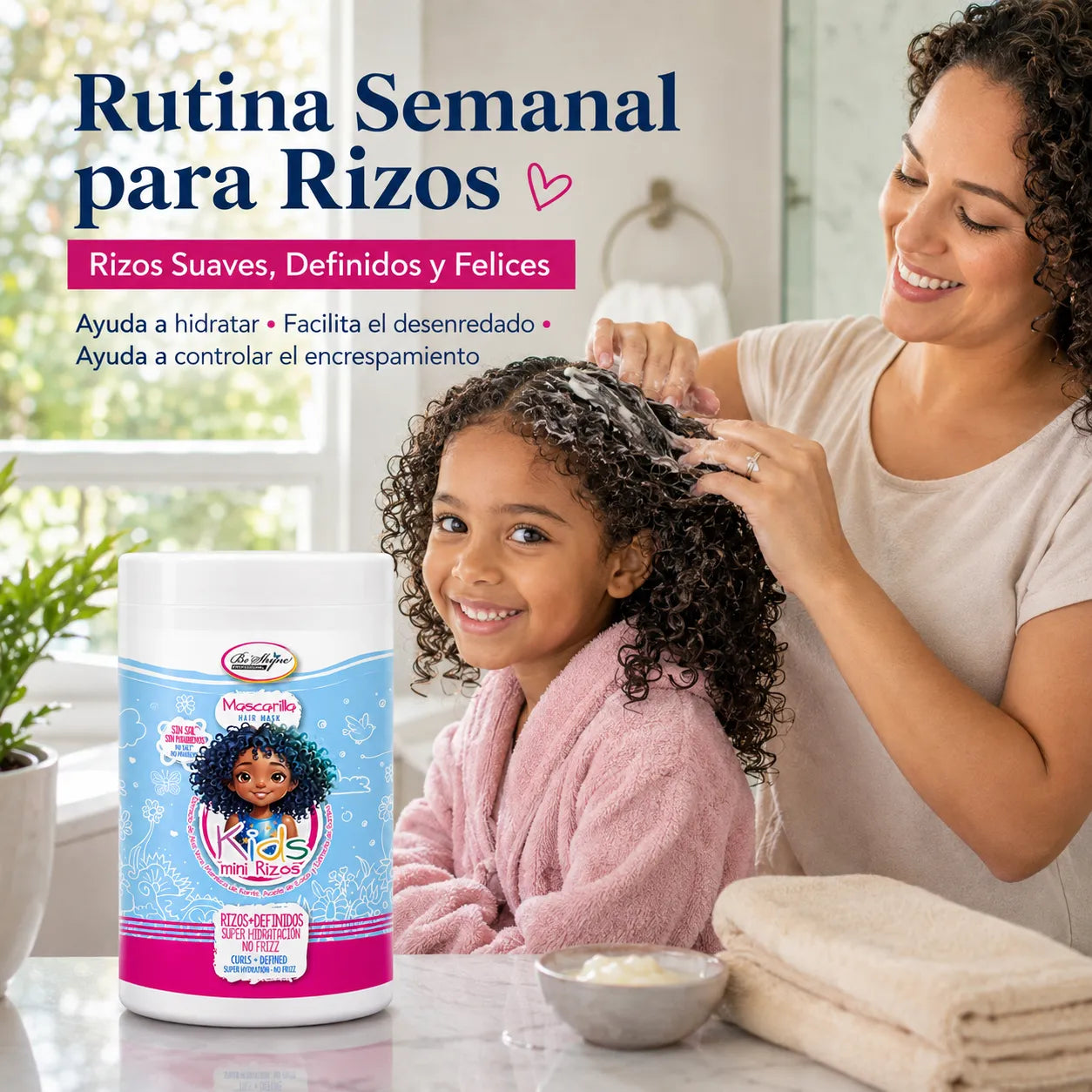 Be´Shyne® – Mascarilla para rizos infantiles hidratante Kids Mini Rizos 1 kg