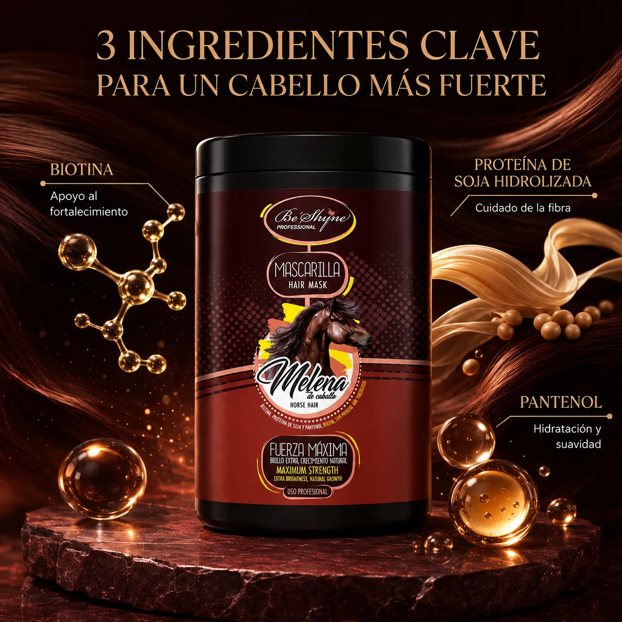 Be'Shyne – Mascarilla Melenas Fortalecedora para el Cabello 1000 ml