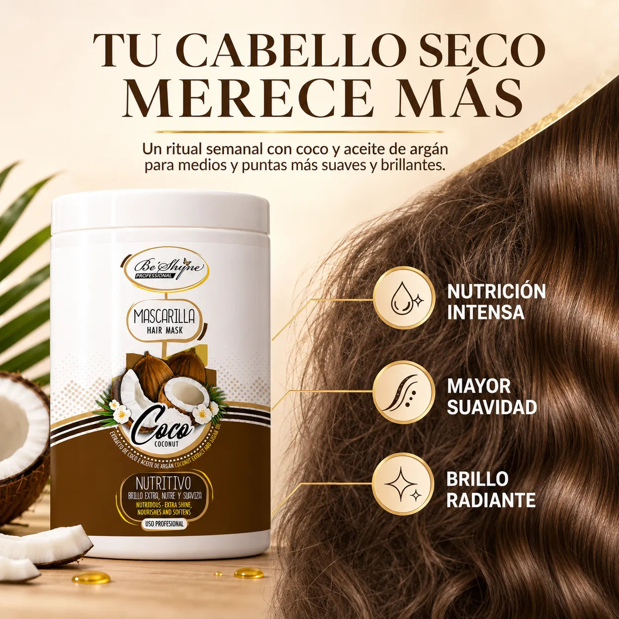 Be´Shyne® – Nourishing Coconut Mask for Dry Hair 1000ml