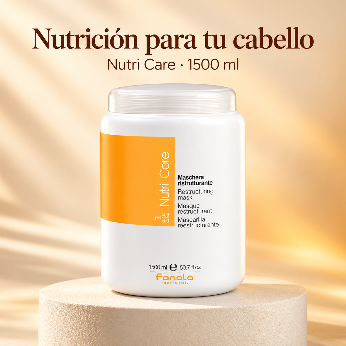 Fanola – Mascarilla para cabello dañado Nutri Care 1500 ml