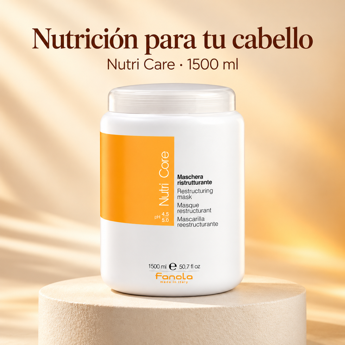 Fanola – Mascarilla para cabello dañado Nutri Care 1500 ml
