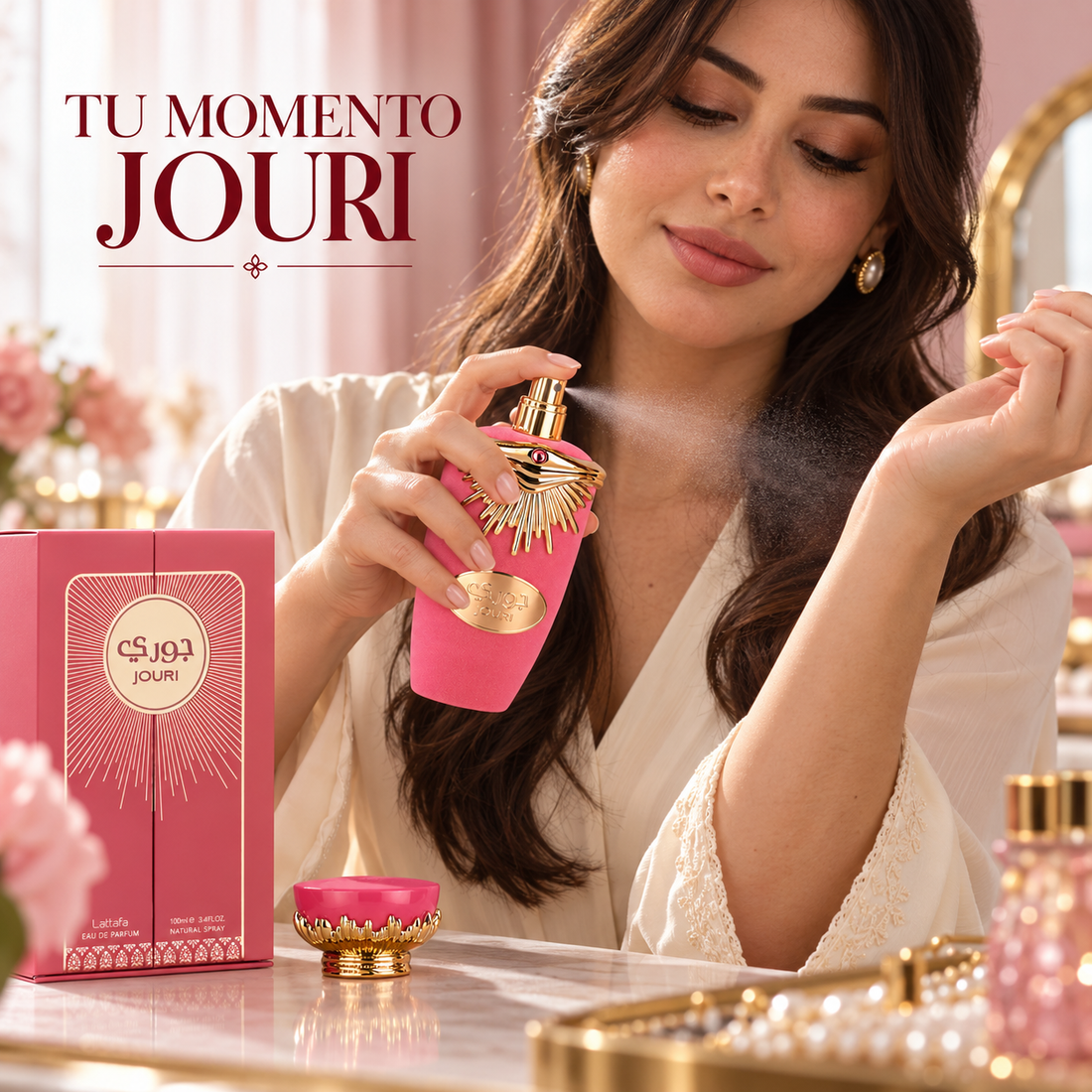 Lattafa – Perfume floral frutal femenino Jouri Eau de Parfum 100 ml