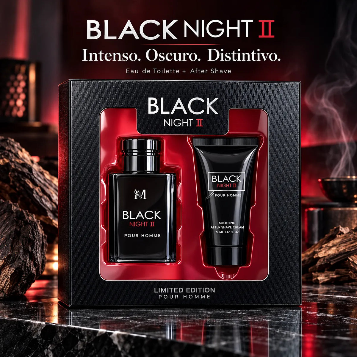 Montage Brands Black Night II – Estuche Perfume para Hombre EDT 50 ml + After Shave 50 ml