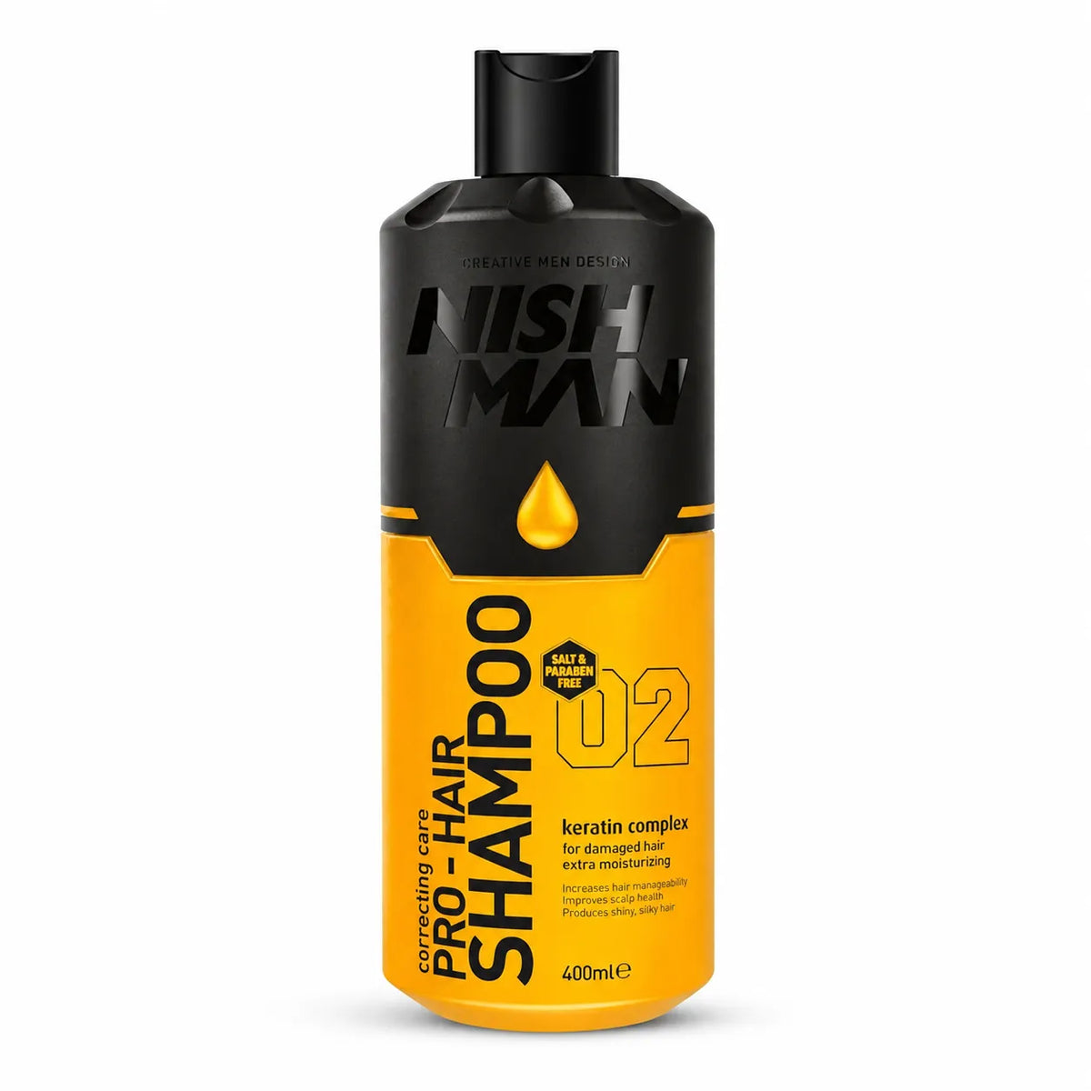 Nishman Hair Shampoo - Reparación Y Cuidado Del Cabello Sano Y Dañado - Cuidado Capilar De Lujo Para Todo Tipo De Cabello (400ML, Keratin Complex).