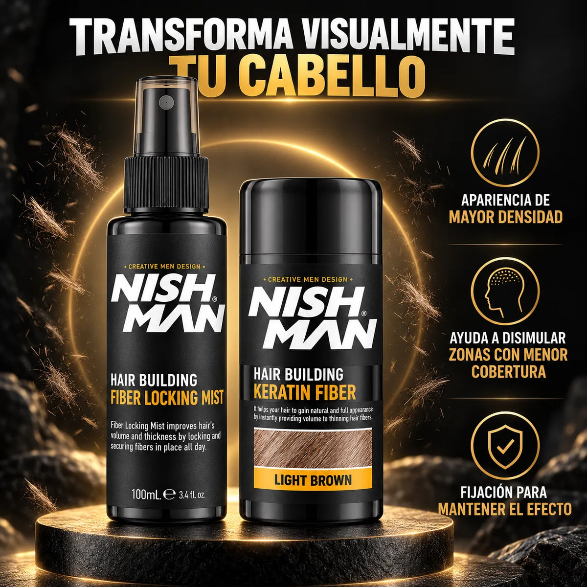 Nishman – Kit de Fibras Capilares para Dar Volumen 21 g + 100 ml