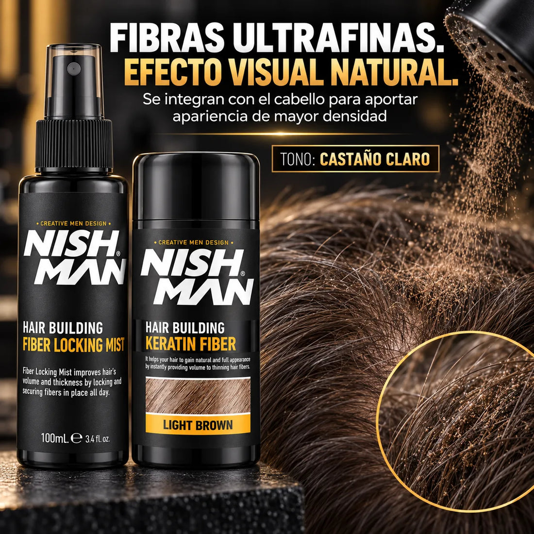 Nishman – Kit de Fibras Capilares para Dar Volumen 21 g + 100 ml