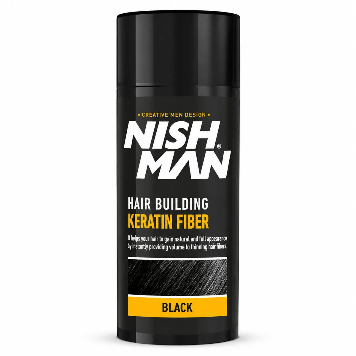 NISHMAN Hair Building Keratin Fiber - Negro 21g - Efecto Voluminoso Instantáneo para Cabello Fino - Potentes Fibras de Queratina para un Cabello de Apariencia Más Densa