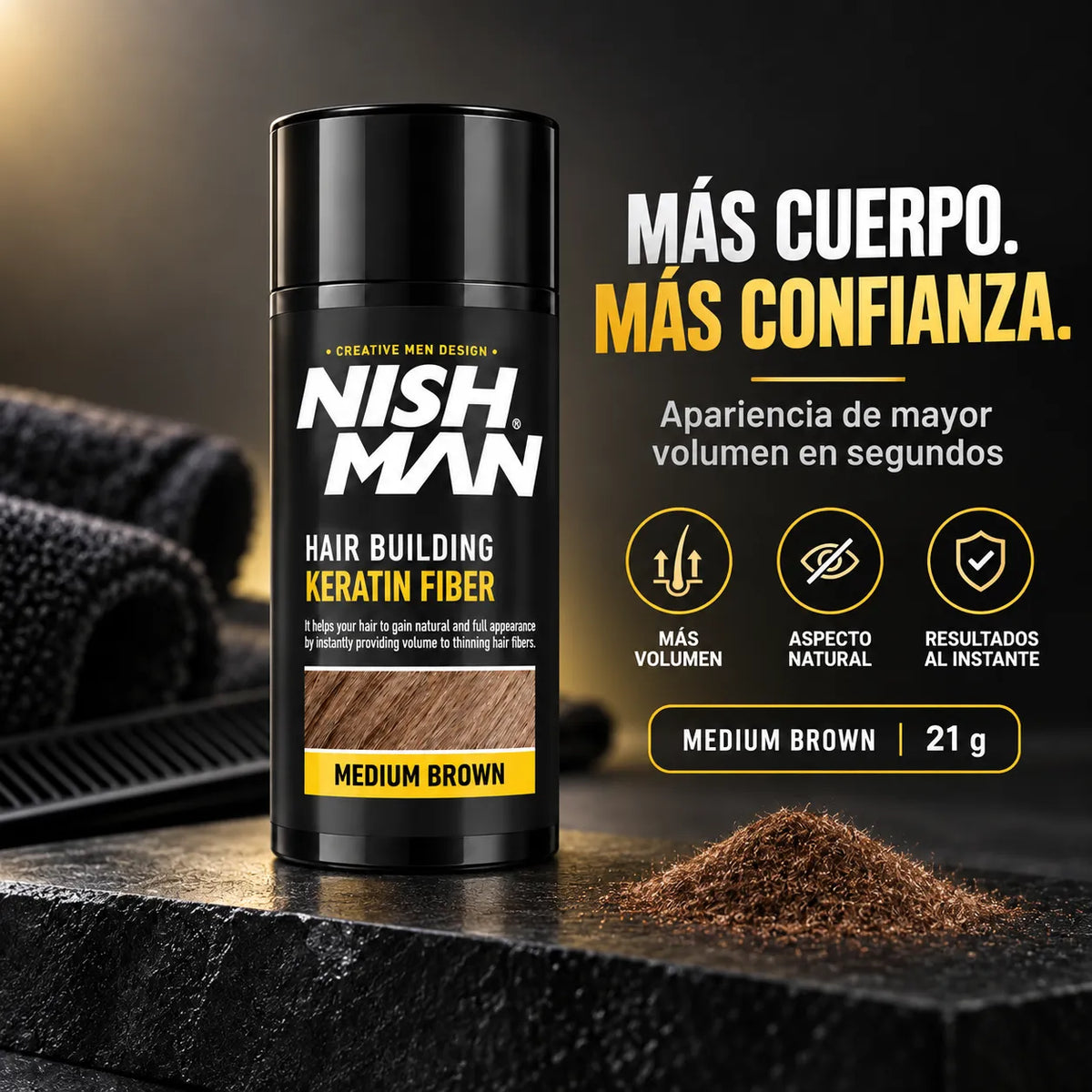 Nishman – Fibra Capilar Volumizadora Medium Brown 21 g
