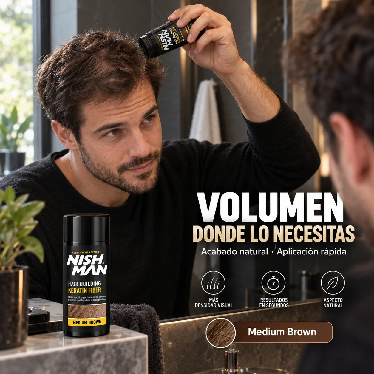 Nishman – Fibra Capilar Volumizadora Medium Brown 21 g