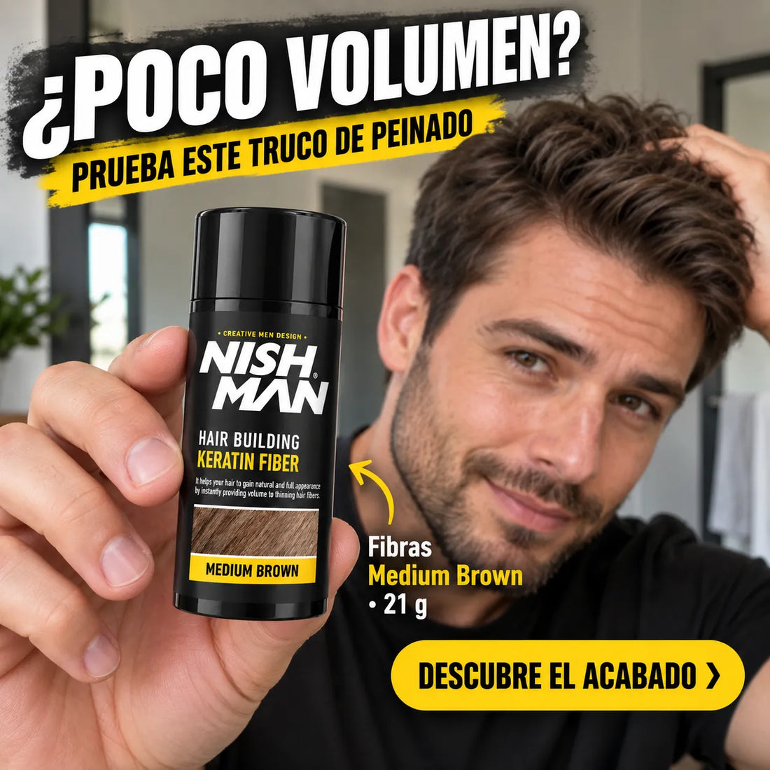 Nishman – Fibra Capilar Volumizadora Medium Brown 21 g