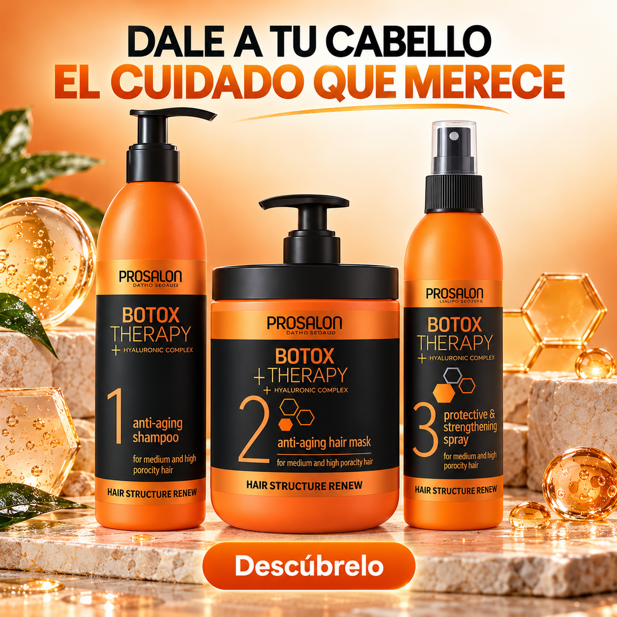 Prosalon Botox Therapy – Pack de Tratamiento Capilar Antiedad Reparador – 3 Productos