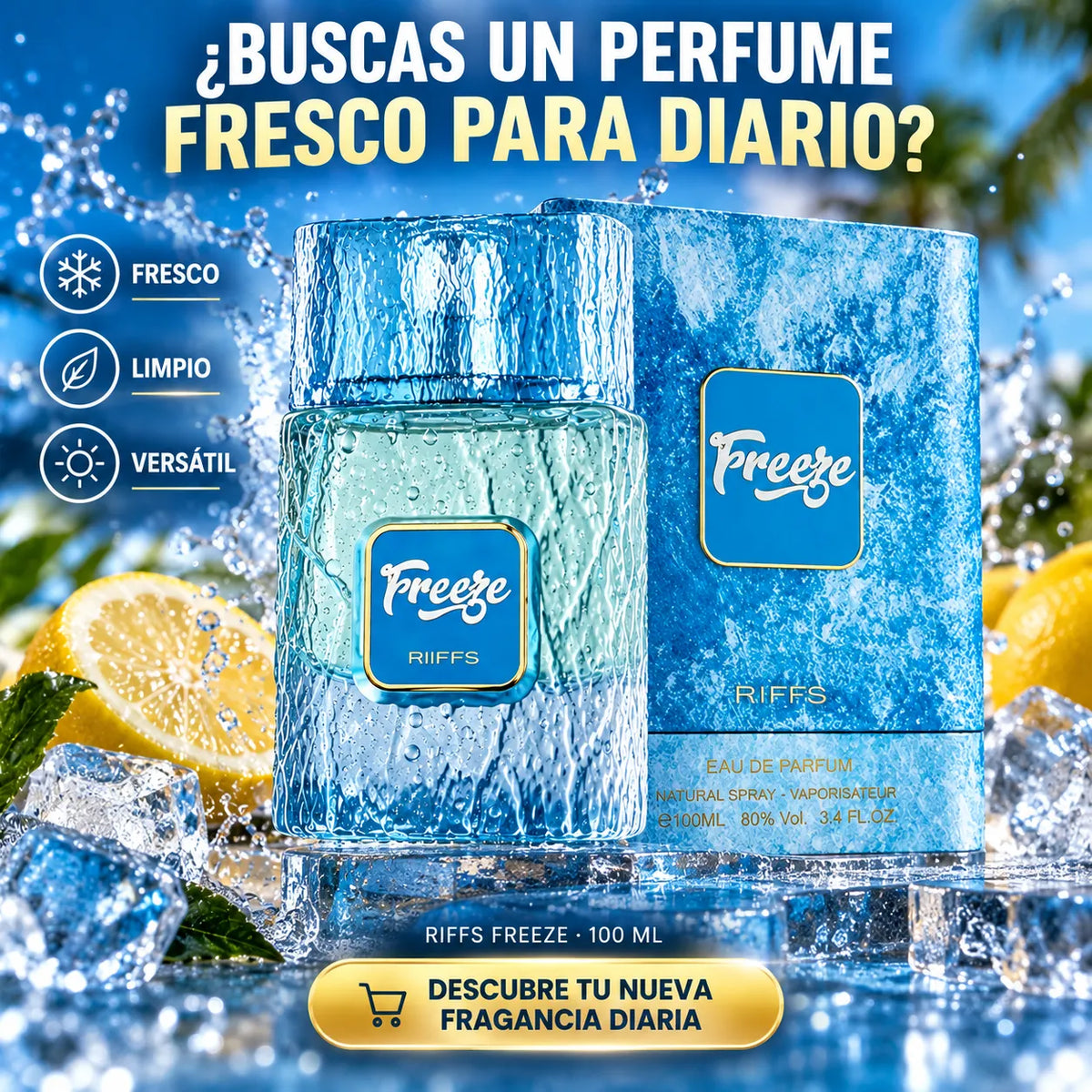 Riiffs Freeze – Perfume Fresco Masculino para Uso Diario 100 ml