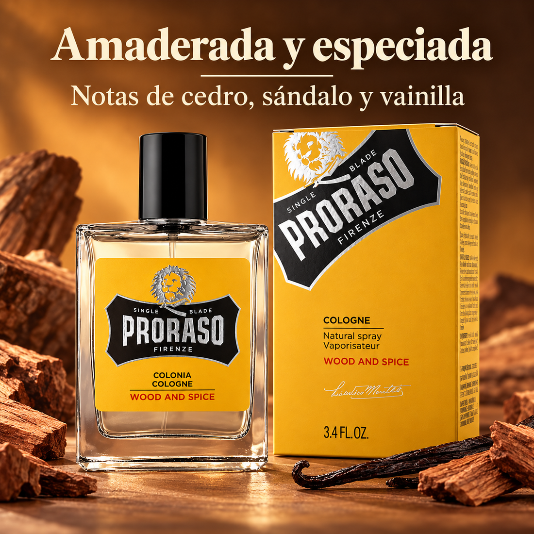 Proraso – Colonia amaderada para hombre Wood & Spice 100 ml