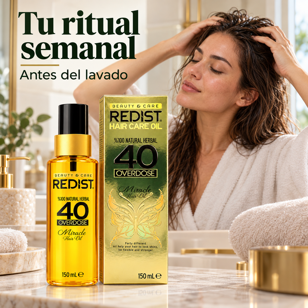 Redist – Aceite capilar Overdose 40 para suavidad y brillo 150 ml
