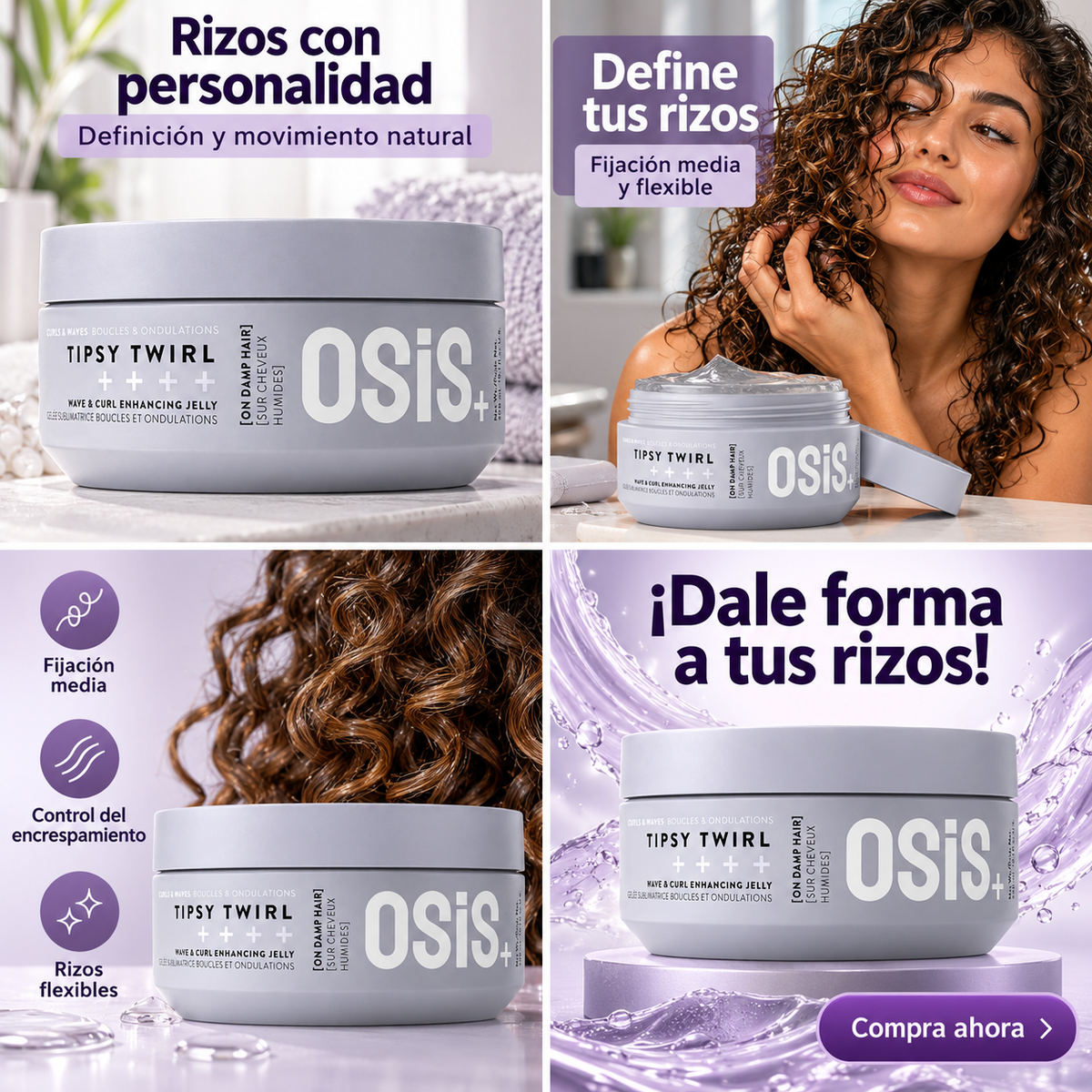 Schwarzkopf Professional OSIS+ Tipsy Twirl – Gelatina Definidora de Rizos y Ondas con Fijación Media 300 ml