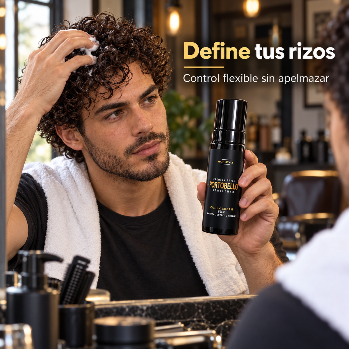 Portobello Gentleman – Espuma Definidora de Rizos con Fijación Media y Efecto Natural 150 ml