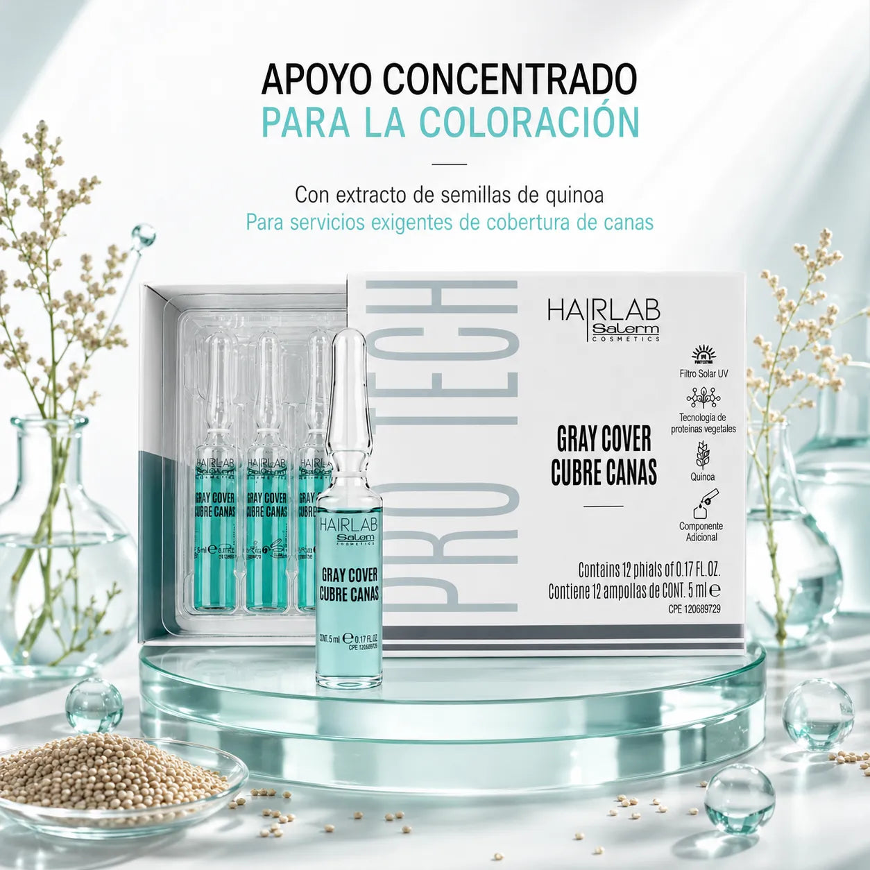 Salerm – Gray Cover ampoules for difficult gray hair 12x5 ml