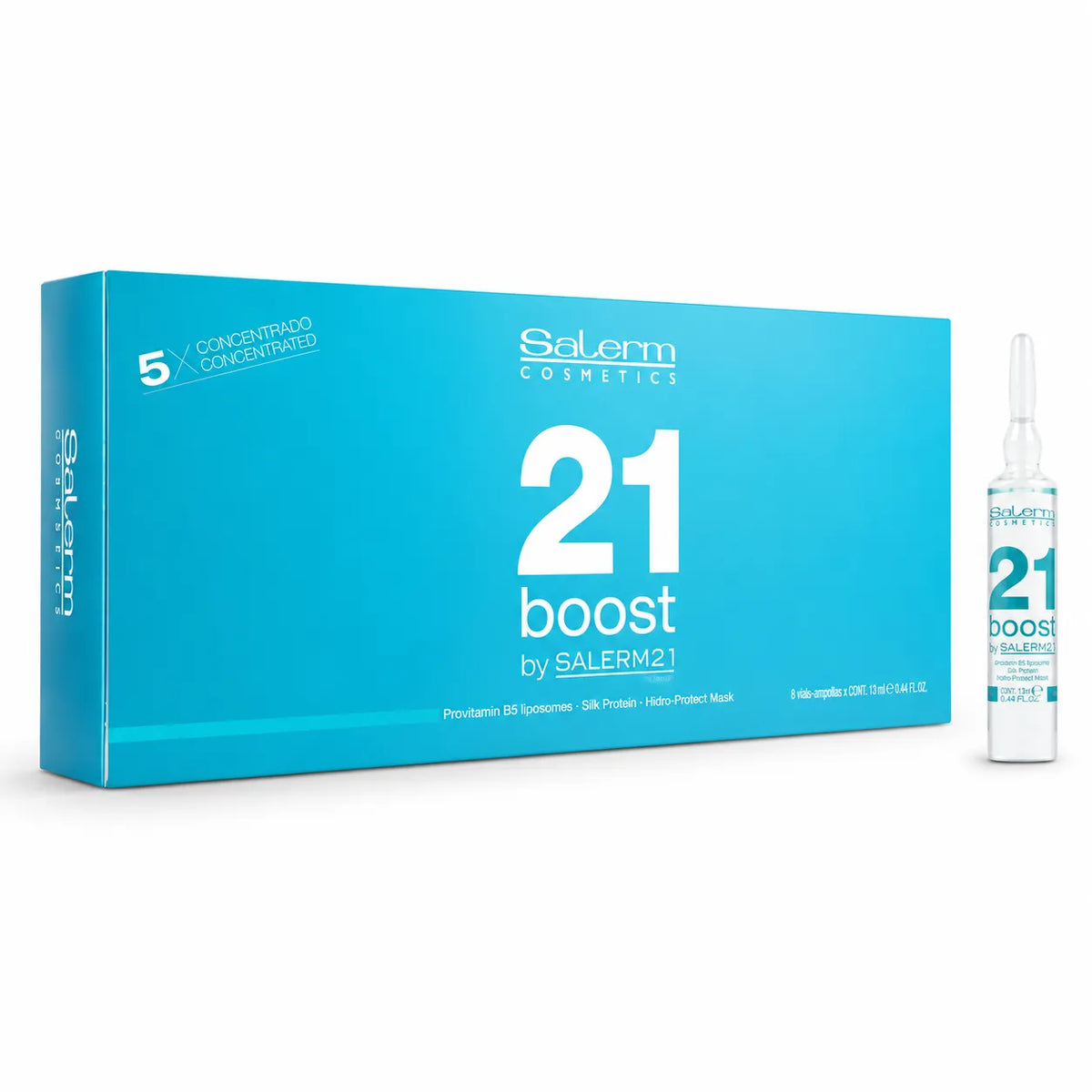 Salerm 21 Boost – Ampollas Reparadoras para Cabello Dañado Antifrizz 8 x 13 ml