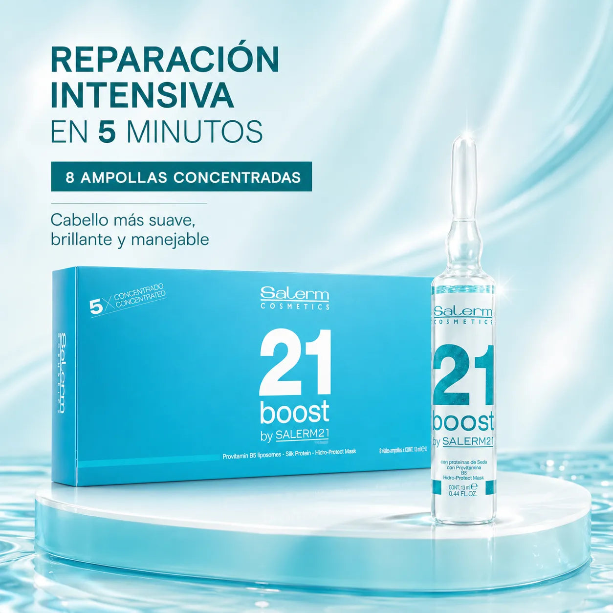 Salerm 21 Boost - Anti-Frizz Repairing Ampoules for Damaged Hair 8 x 13 ml