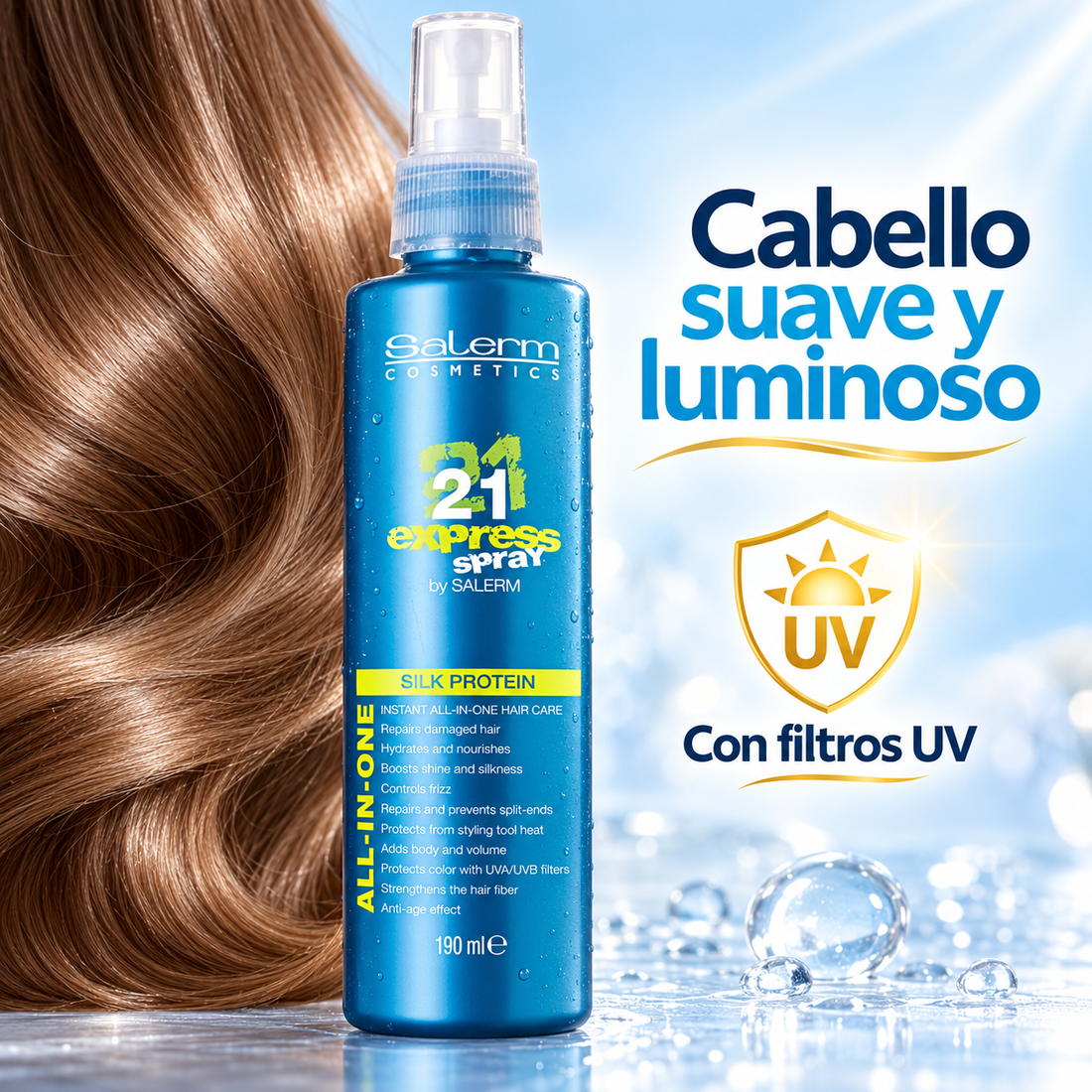 Salerm – Acondicionador Sin Aclarado Salerm 21 Express Spray 190 ml | Hidratación y Suavidad
