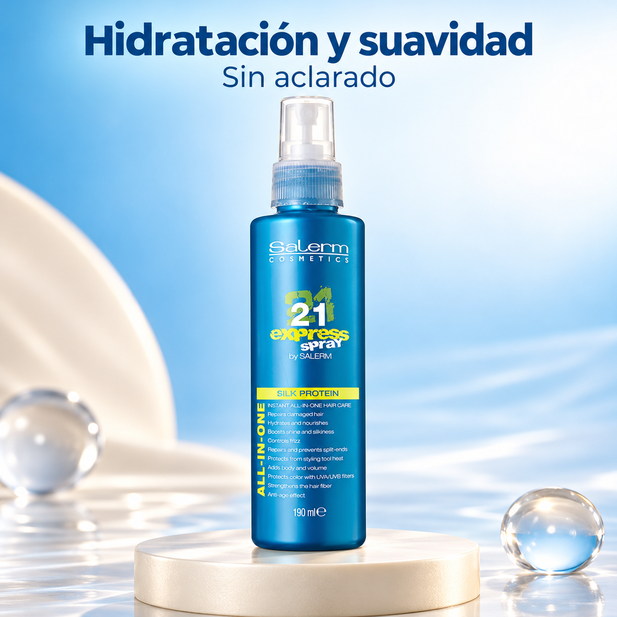 Salerm – Acondicionador Sin Aclarado Salerm 21 Express Spray 190 ml | Hidratación y Suavidad