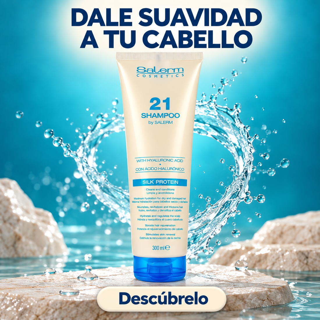 Salerm 21 – Champú para cabello seco Silk Protein 300 ml