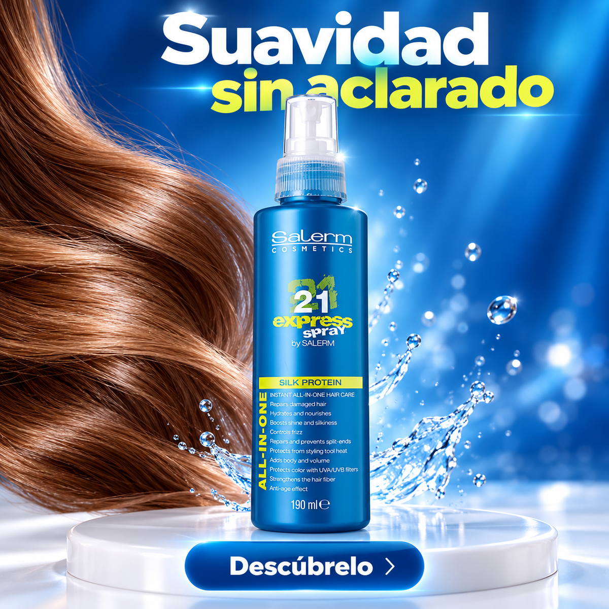 Salerm – Acondicionador Sin Aclarado Salerm 21 Express Spray 190 ml | Hidratación y Suavidad