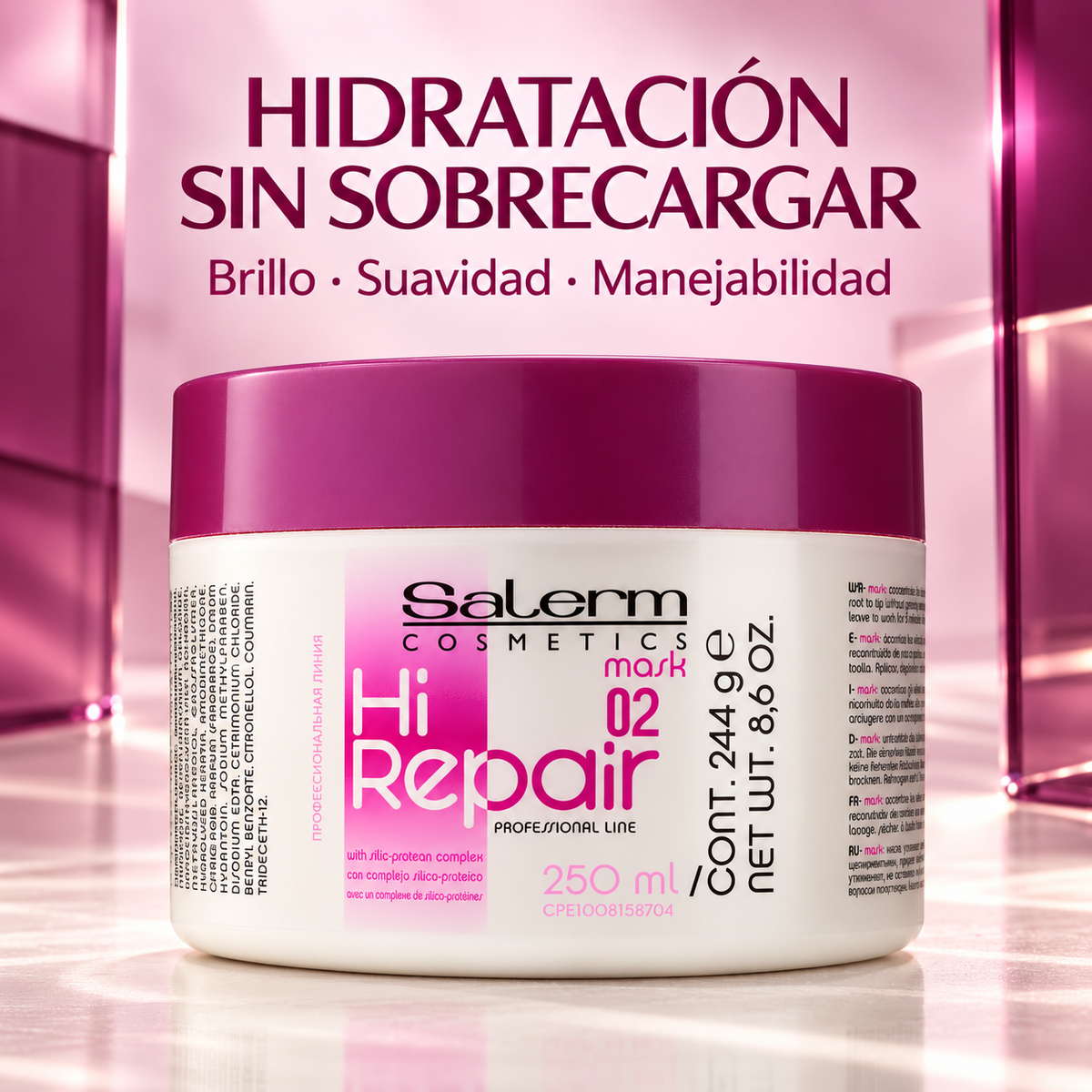 Salerm – Mascarilla reparadora para cabello dañado Hi Repair Mask 02 · 250 ml