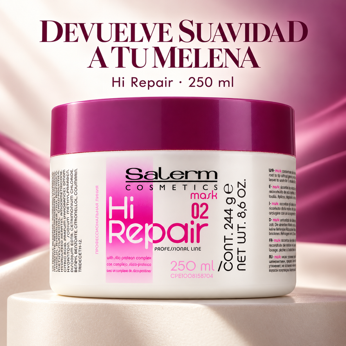 Salerm – Mascarilla reparadora para cabello dañado Hi Repair Mask 02 · 250 ml