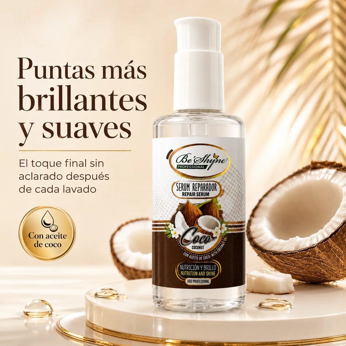 Be'Shyne – Sérum reparador de puntas con aceite de coco 100 ml