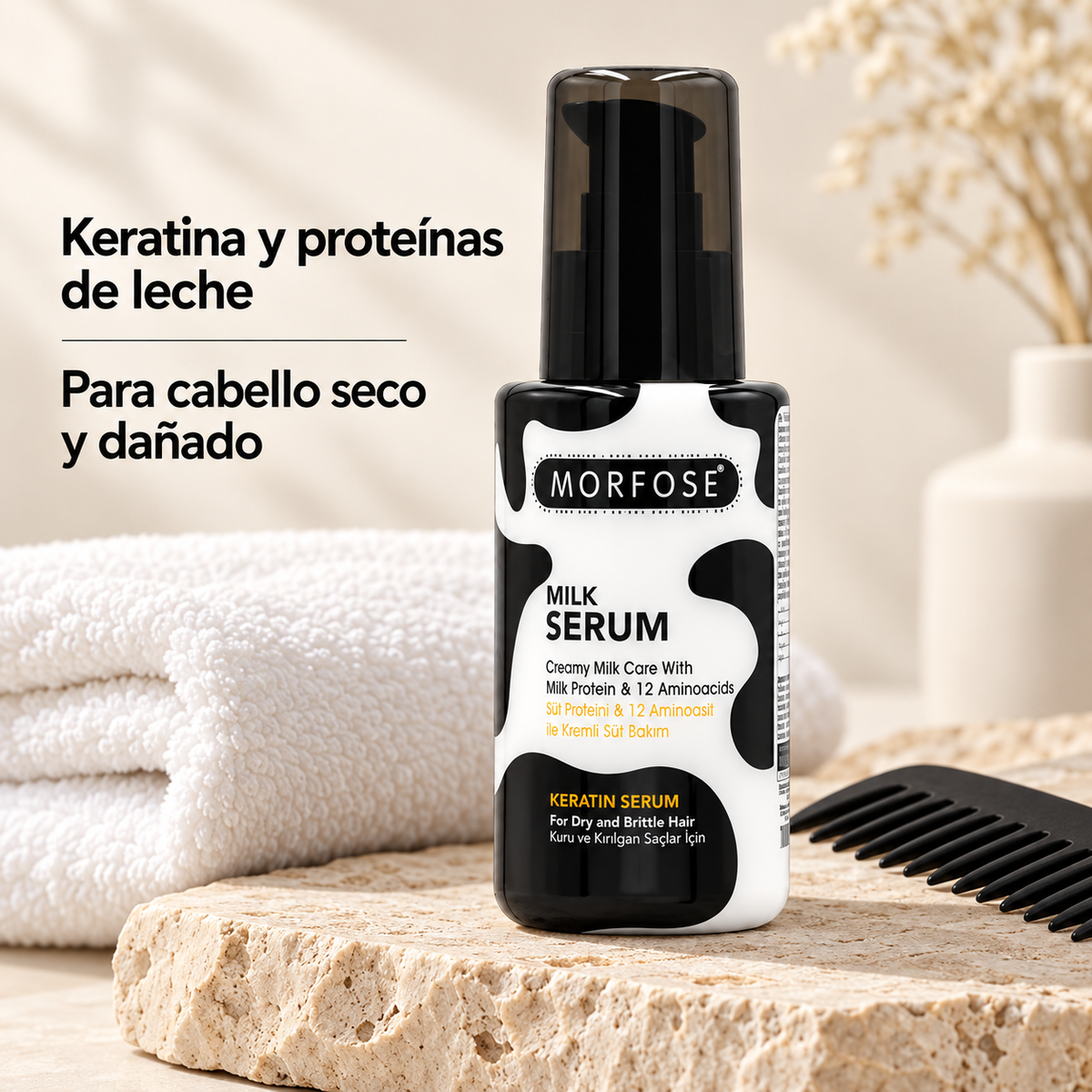 Morfose – Sérum capilar hidratante Milk Therapy con keratina para cabello seco y dañado 100 ml