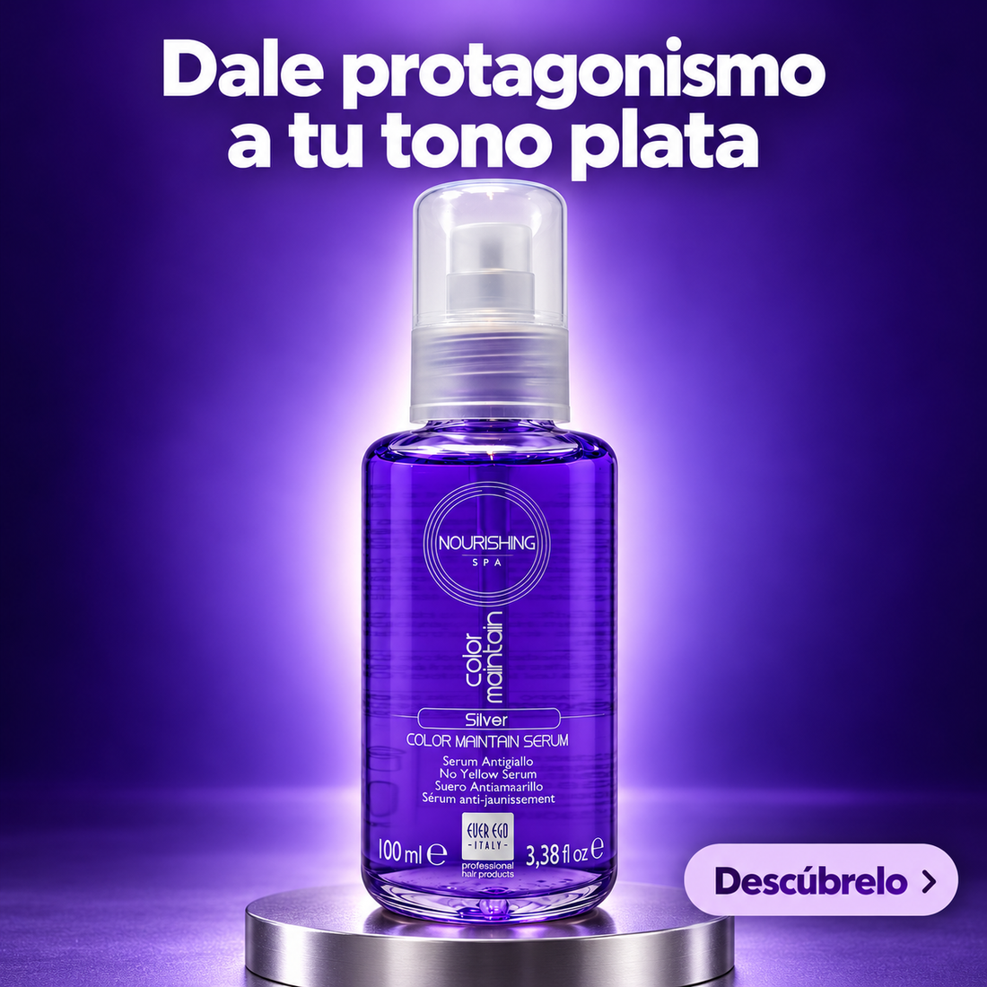 Ever Ego – Sérum antiamarillo Silver para cabello rubio y canoso 100 ml