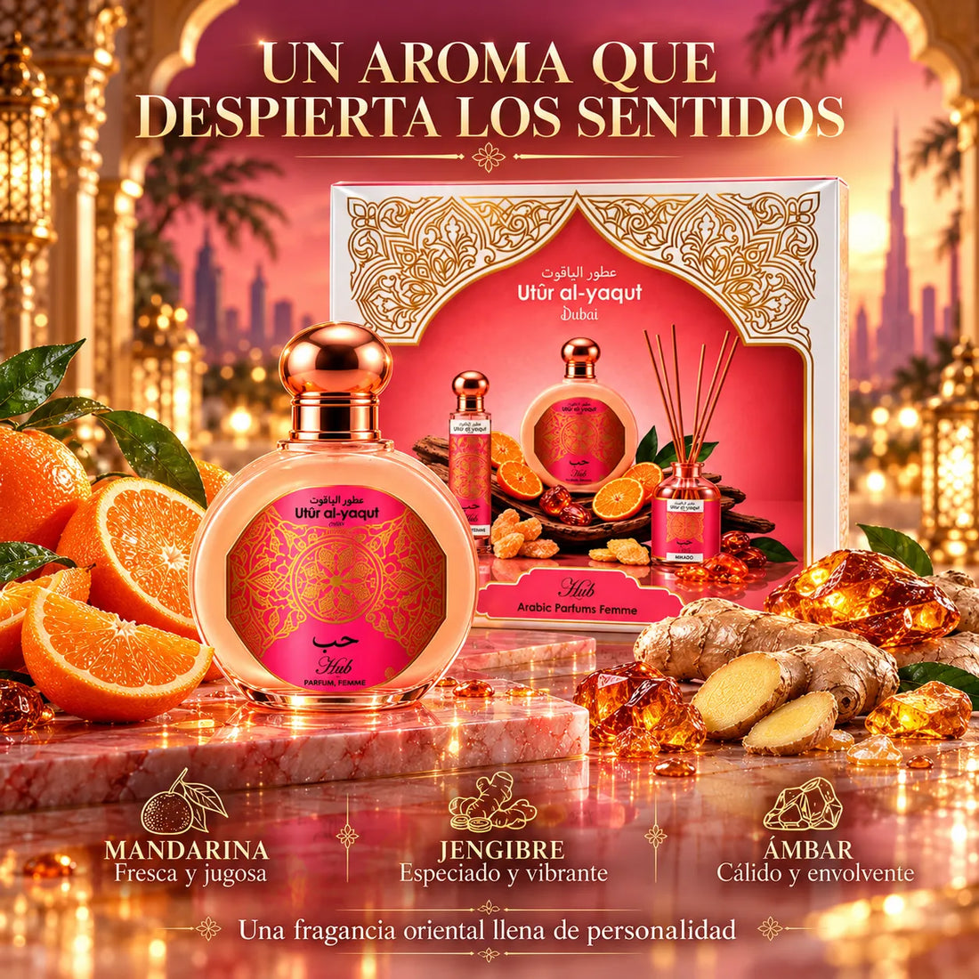 Utur Al-Yaqut – Estuche de Perfume Femenino Hub con Mikado 3 Piezas