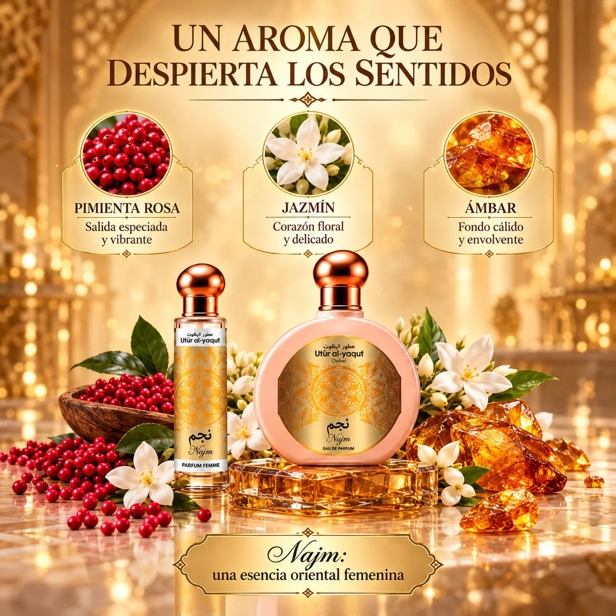 Utur Al-Yaqut – Estuche de Perfume Femenino Najm con Mikado 3 Piezas