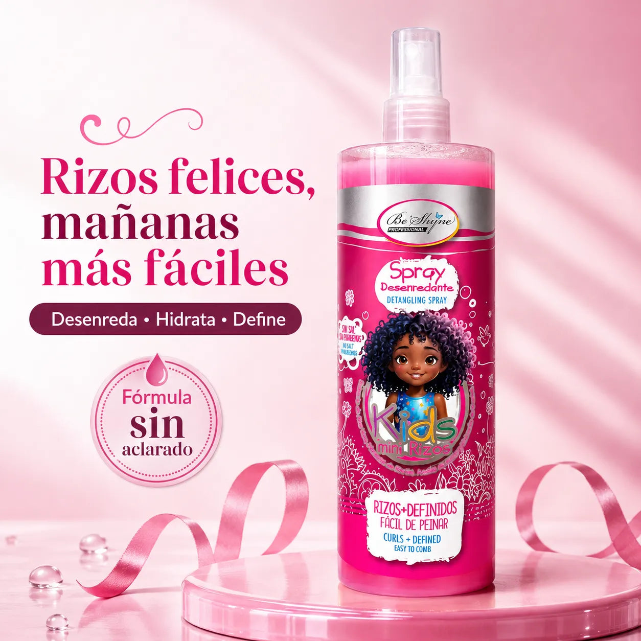 Be'Shyne Kids – Spray desenredante para niños con rizos 500 ml