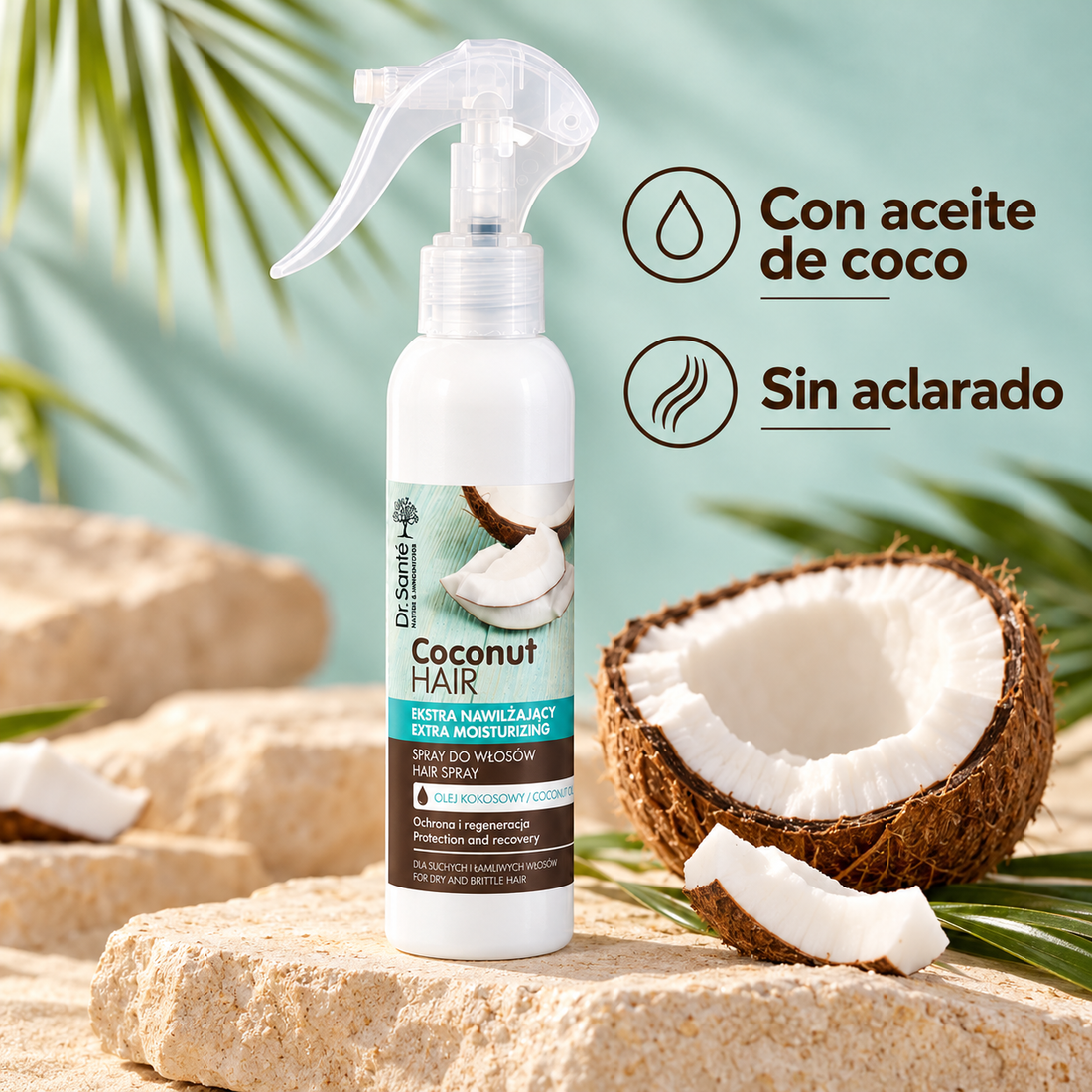 Dr. Santé – Spray capilar hidratante de coco para cabello seco y quebradizo 150 ml
