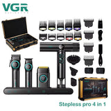 Set de peluquería VGR 4 en 1: Cortapelos profesional, recortadora, afeitadora y secador de pelo.