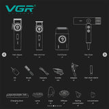 Set de peluquería VGR 4 en 1: Cortapelos profesional, recortadora, afeitadora y secador de pelo.