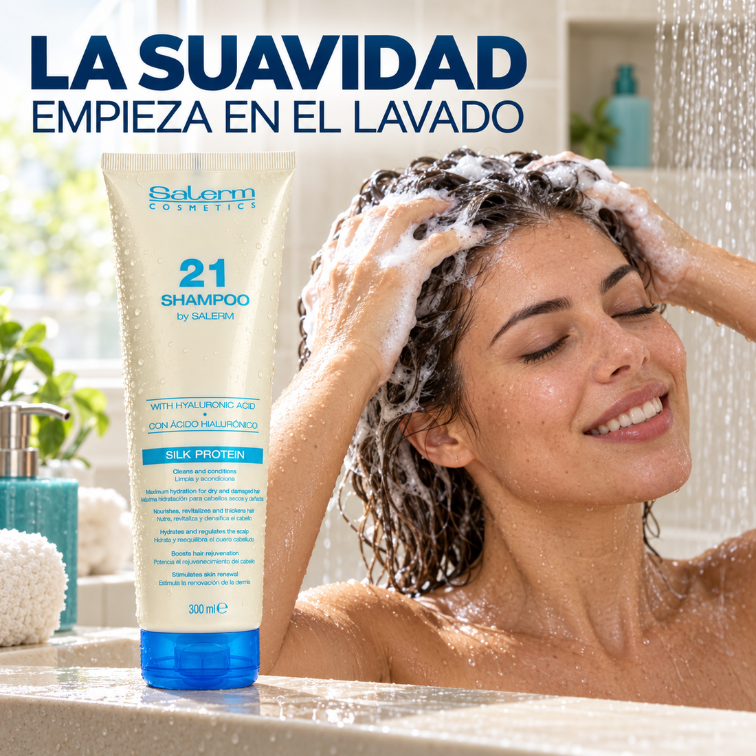 Salerm 21 – Champú para cabello seco Silk Protein 300 ml