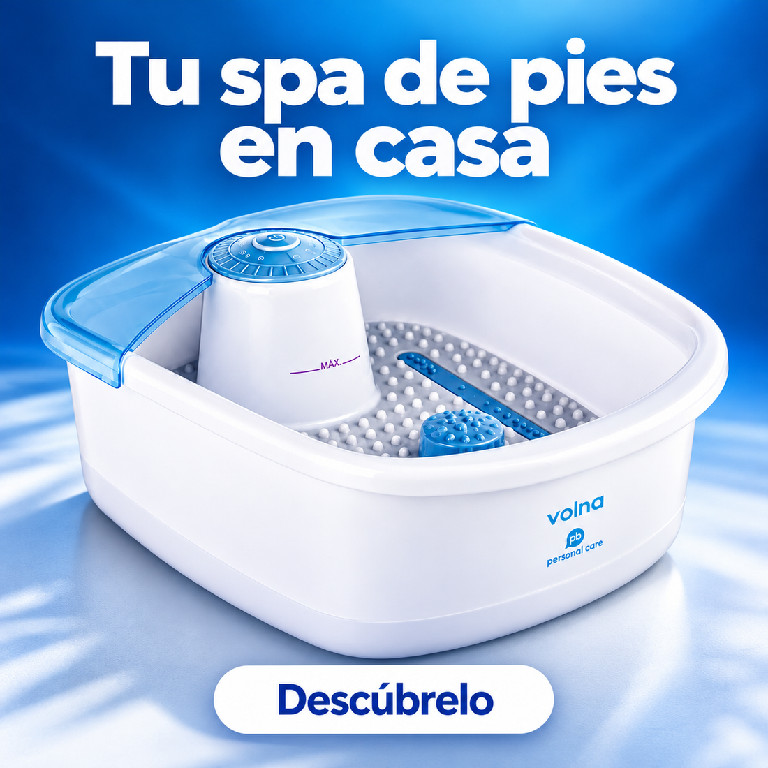 PB – Masajeador spa para pies Volna con burbujas y vibración · 33 × 38 × 14 cm