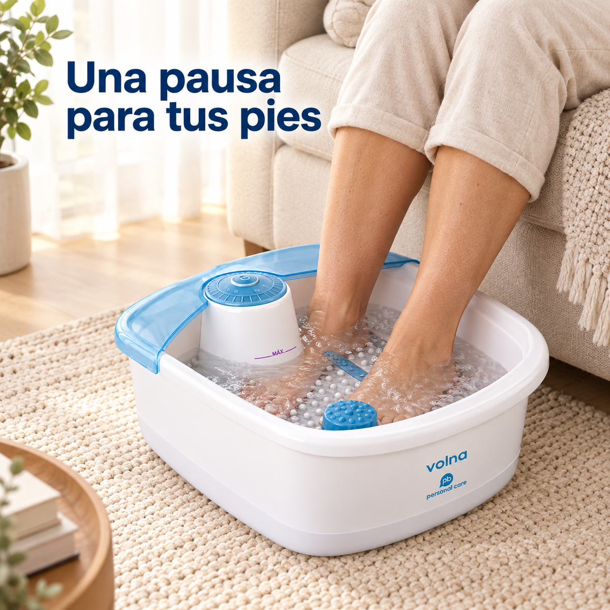 PB – Masajeador spa para pies Volna con burbujas y vibración · 33 × 38 × 14 cm