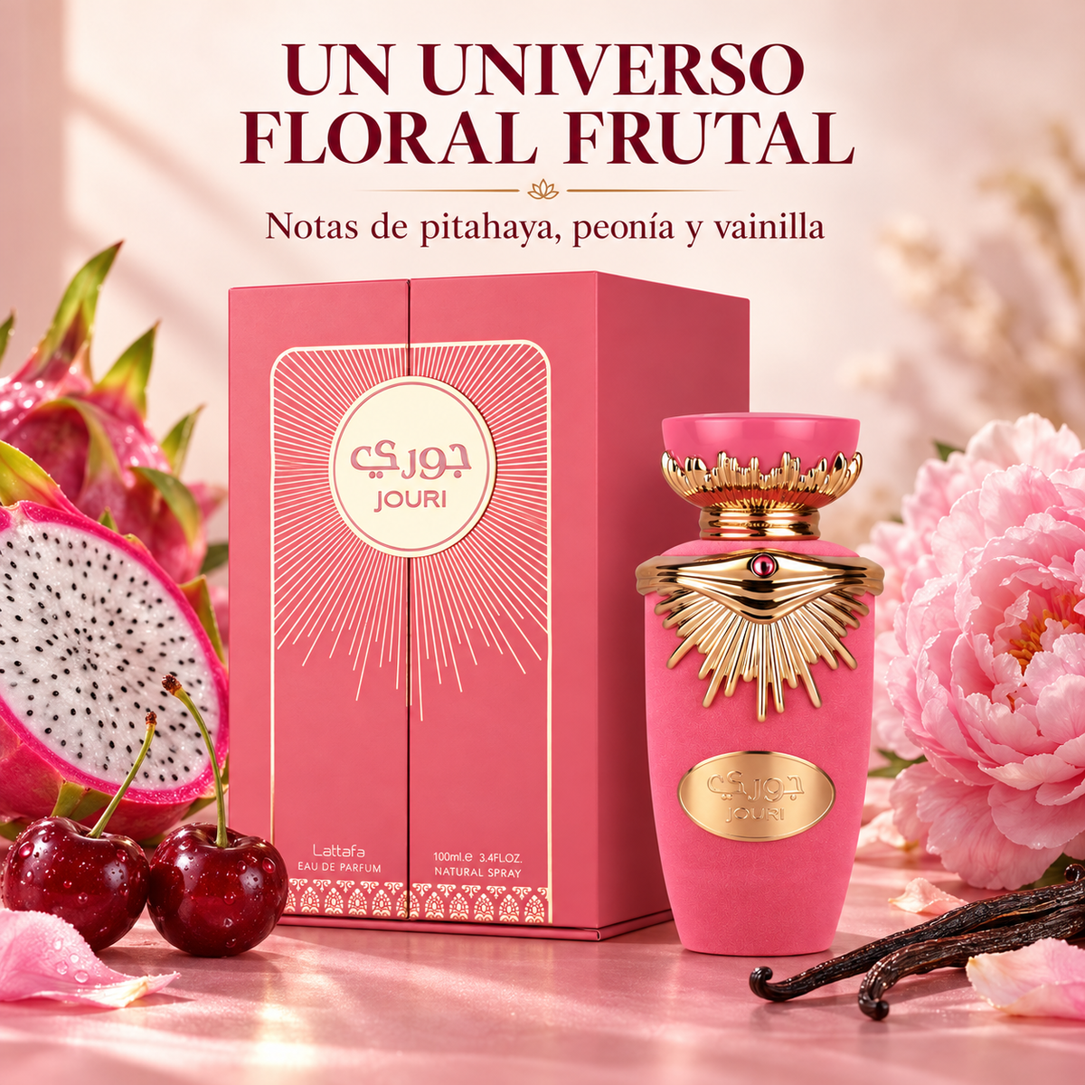 Lattafa – Perfume floral frutal femenino Jouri Eau de Parfum 100 ml