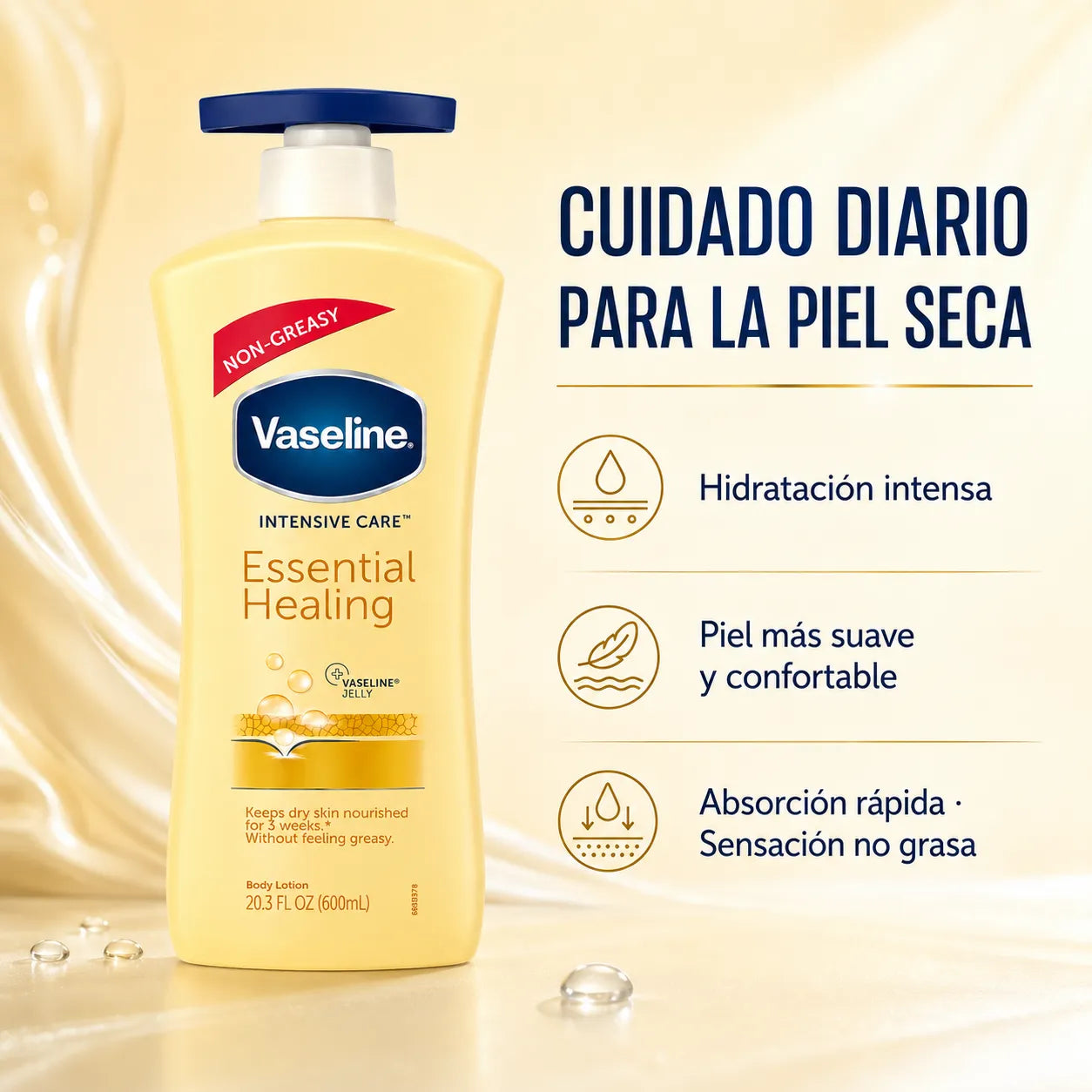 Vaseline – Loción Corporal Hidratante Essential Healing para Piel Seca 600 ml