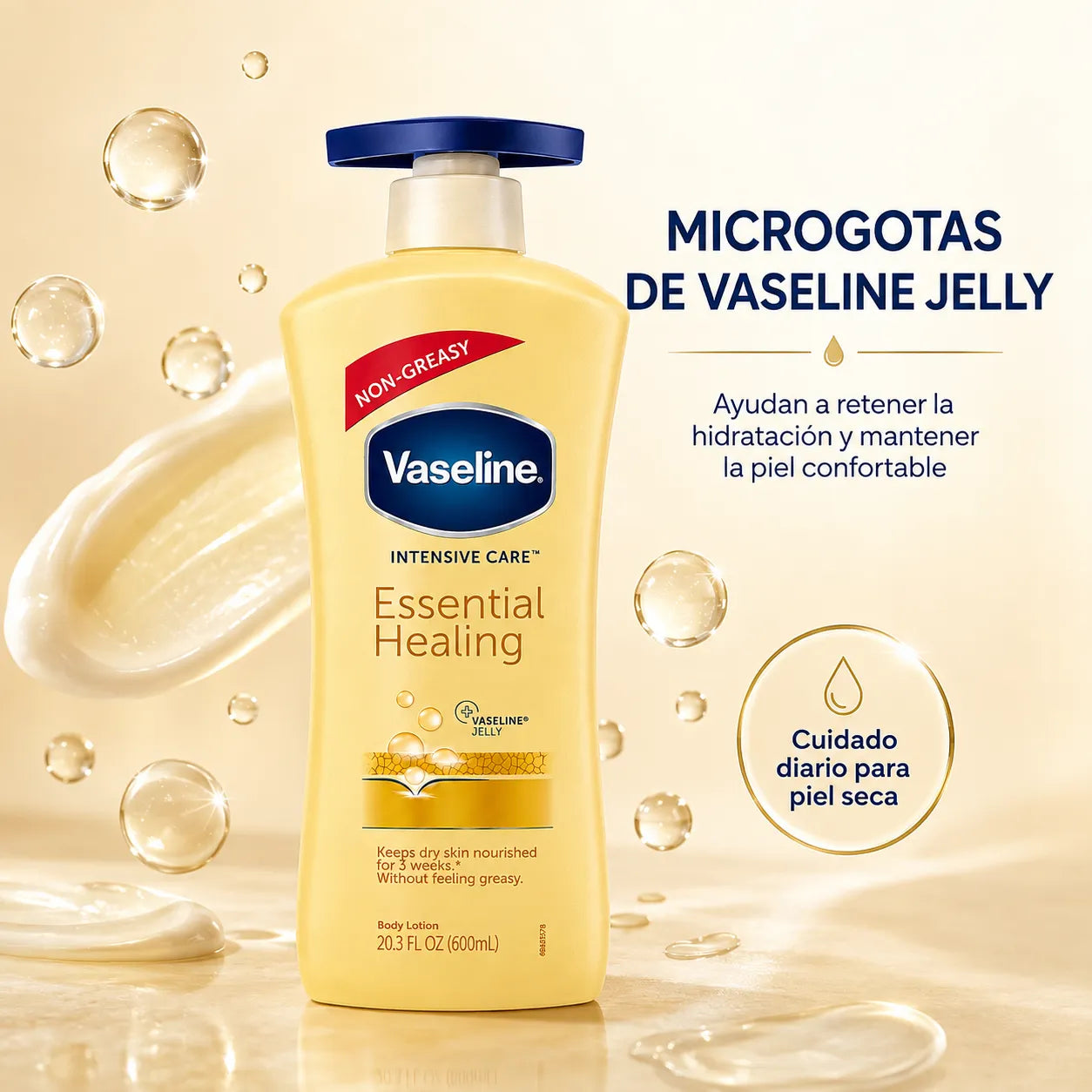 Vaseline – Loción Corporal Hidratante Essential Healing para Piel Seca 600 ml