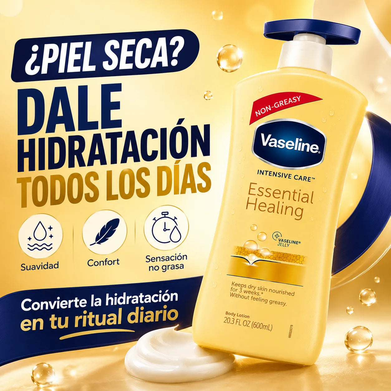 Vaseline – Loción Corporal Hidratante Essential Healing para Piel Seca 600 ml